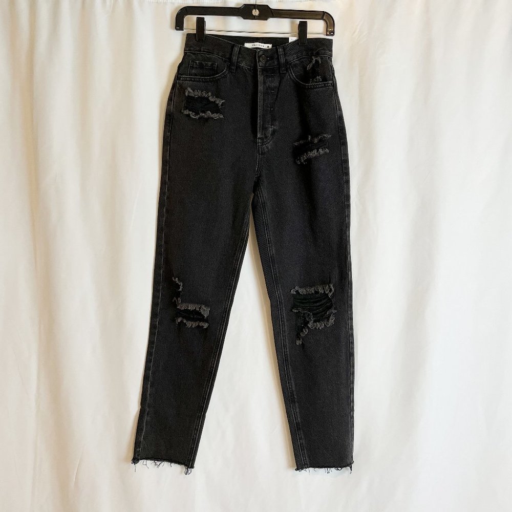 PacSun Jeans Black Ultra High Rise Slim Distressed Frayed Hem 25